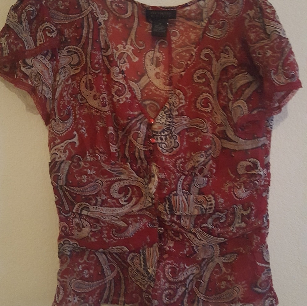 100% silk red top small